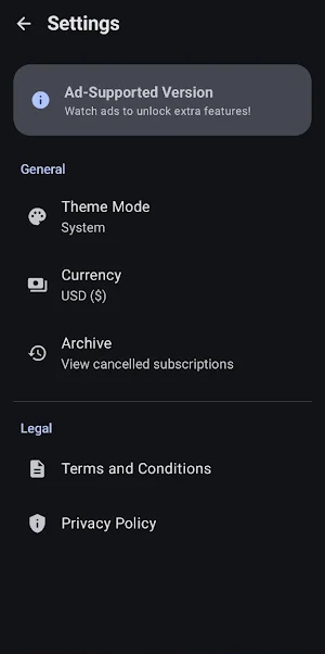 Subscriptions Tracker Screenshot 3