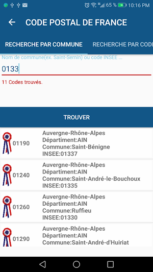 Code Postal France Screenshot 1