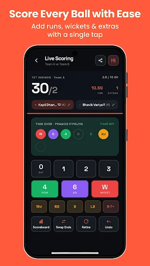 Scorezy - Easy Cricket Scoring Screenshot 1