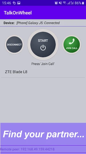 Talk On Wheel: wifi direct intercom. Walkie talkie Screenshot 1