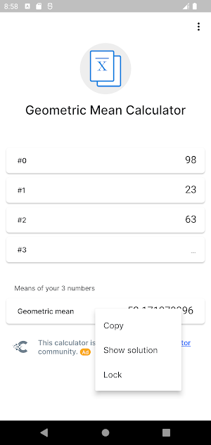 Geometric Mean Calculator Screenshot 2