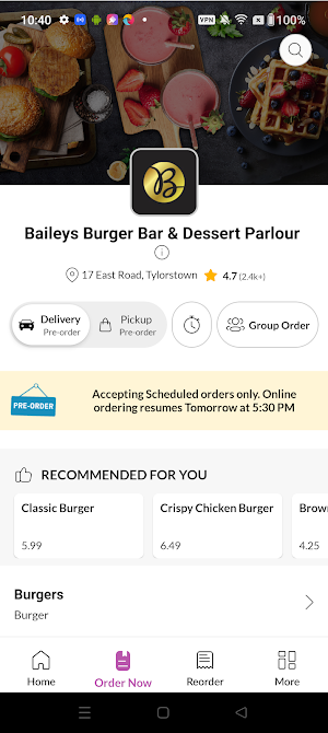 Baileys Burger Bar Dessert Screenshot 1