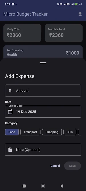 Micro Budget Tracker Screenshot 3