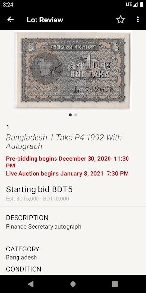BanglaNumis Auction Screenshot 2