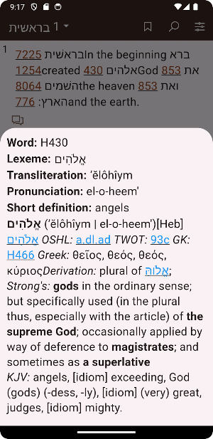 Hebrew Greek Interlinear Bible Screenshot 2