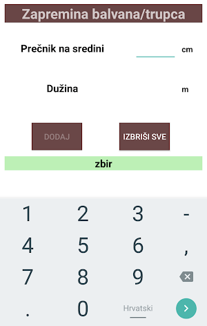 Kubičnica za izračunavanje volumena trupca/balvana Screenshot 2
