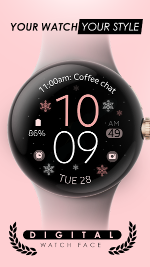 Snowflakes pink watch face Screenshot 0