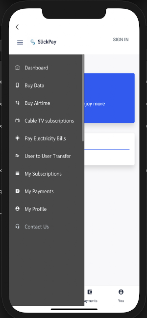 SlickPay Cheap Data, Airtime, Cable and Electric Screenshot 0