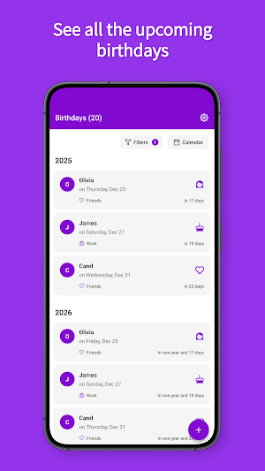 Birthday Reminder - Birthyno Screenshot 1