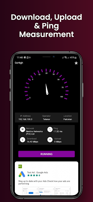 GoHigh: Internet Speed Test Screenshot 1