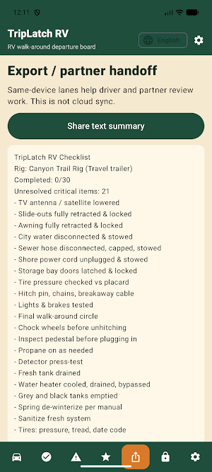 TripLatch RV Checklist Screenshot 3