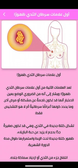 اول علامات سرطان الثدي ظهورا Screenshot 1