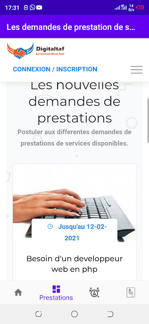 Offre d'emploi international prestation de service Screenshot 2