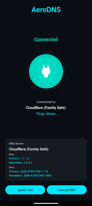 AeroDNS: Quick DNS Changer Screenshot 1