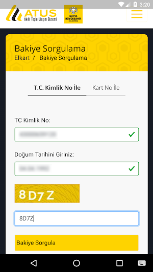 Konya ATUS Elkart Bakiye Sorgulama - Reklamsız Screenshot 0