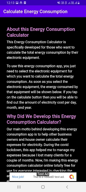 Energy Consumption Calculator Screenshot 2
