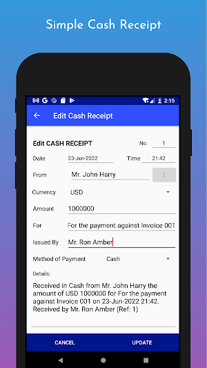 Simple Cash Receipt Screenshot 0