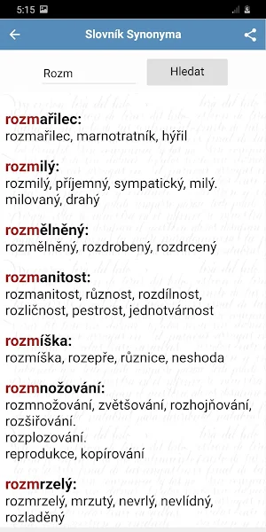 Český slovník synonym Screenshot 2