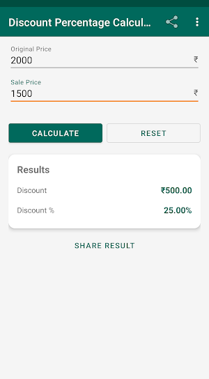 Discount Percentage Calculator Screenshot 1