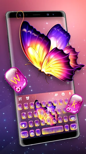 Color Shiny Butterfly Keyboard Background Screenshot 1