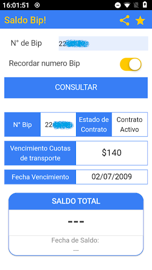 Saldo Bip! Screenshot 2
