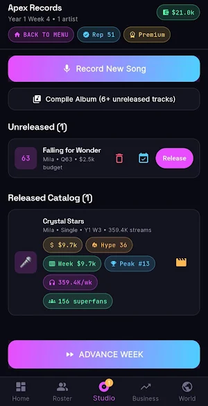 Music Tycoon: Label Manager Screenshot 2