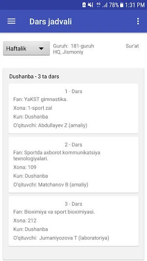 Dars Jadvali Screenshot 0