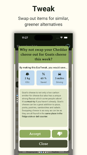 EcoTweaks - eco shopping list Screenshot 1