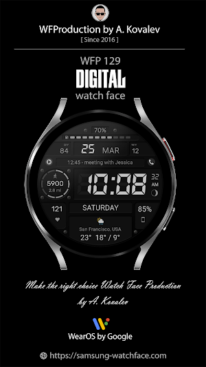 WFP 129 Digital watch face Screenshot 0