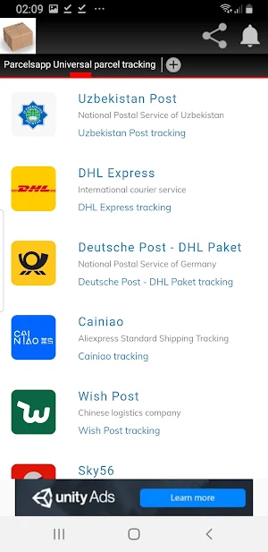 Universal Parcel Tracking Screenshot 1