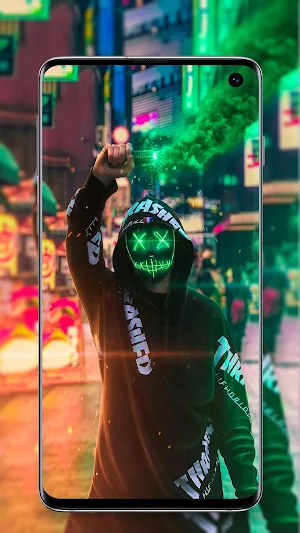 Neon Mask Wallpaper - LED Purge Mask Wallpaper 4k Screenshot 3