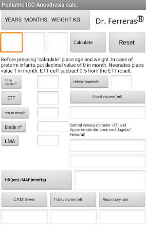 Pediatric calculator ICC & Anesthesia Screenshot 0