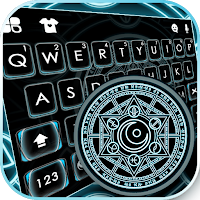 Magic Neon Symbols Keyboard Background