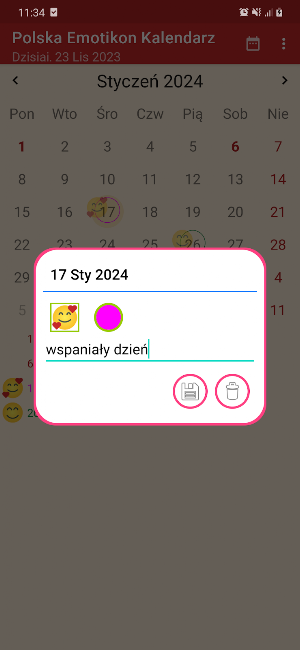 Polska Emotikon Kalendarz Screenshot 1