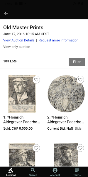 Kornfeld Live Bidding Screenshot 1