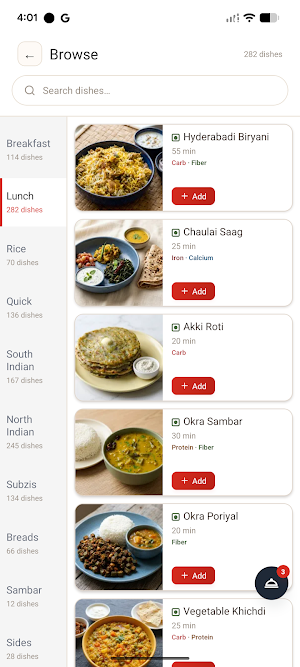 Plenu : Plan your Indian Menu Screenshot 1
