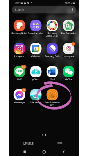 Coordinates to GPX Screenshot 0