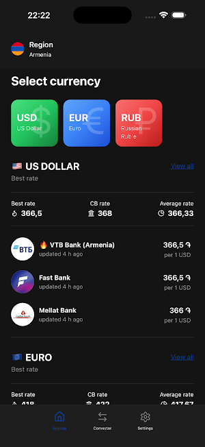 Exchange Rates Armenia Screenshot 2