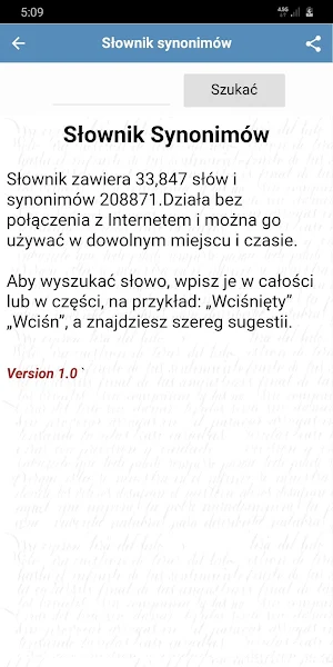 Słownik Synonimy Polskie Screenshot 0