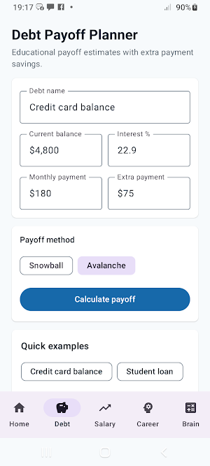 Career & Debt Planner Screenshot 1