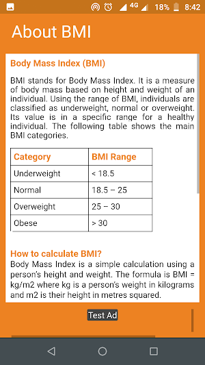 BMI Calculator Screenshot 2