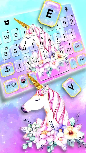 Pastel Flower Unicorn Keyboard Theme Screenshot 1