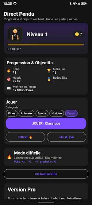 Pendu – Jeu de mots Direct Screenshot 1