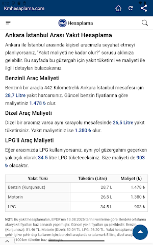 Km Hesaplama Screenshot 3