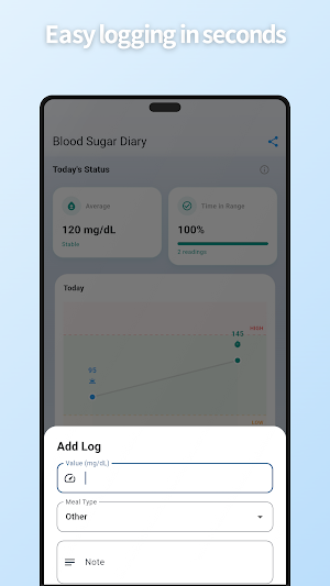 Blood Sugar Diary - Glucose Lo Screenshot 2