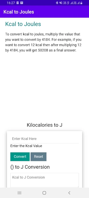Kcal to Joules Screenshot 0