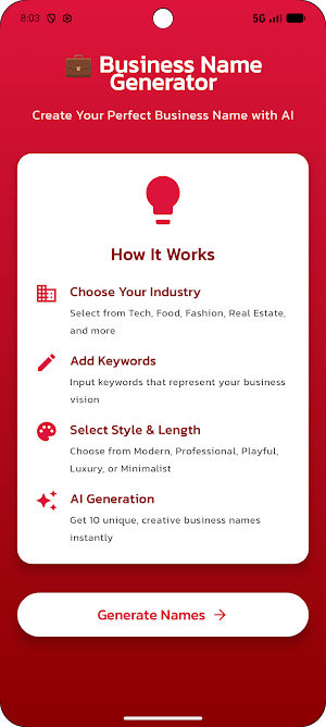 Business Name Generator Screenshot 2