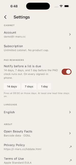 LidDate PAO Tracker Screenshot 3