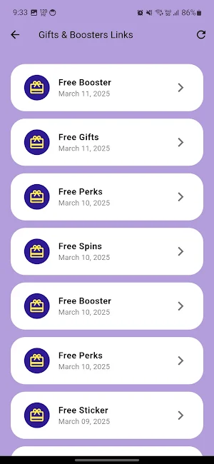 MMGifts: Daily Boosters Links Screenshot 2