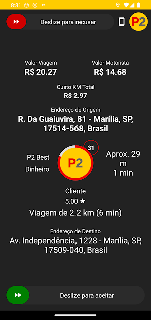 P2 Motorista Screenshot 1